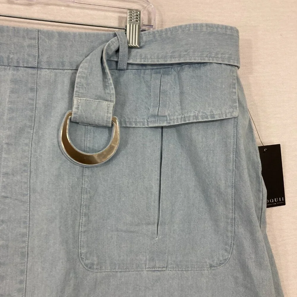 New Eloquii Light Blue Cargo Belted Back‎ Zip Mini Skirt size 16 Festival